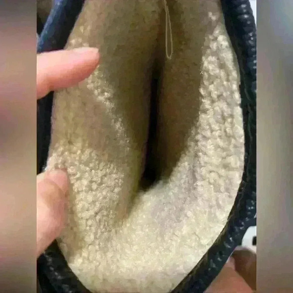 ZARA Faux Shearling Lined Mid-Calf Leather Boots Black Lug Sole Sz 38 - Picture 9 of 14